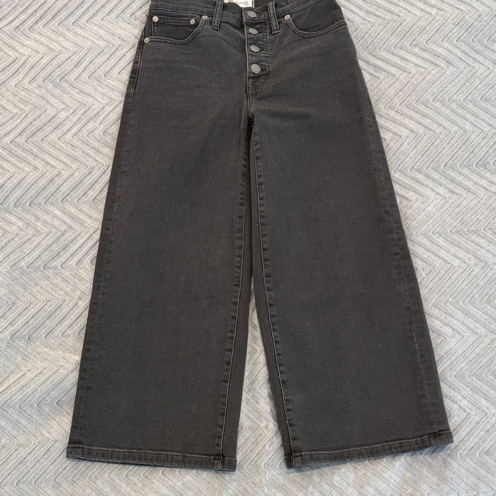 Madewell Wide Leg Crop Jeans Button Front - Picture 2 of 13